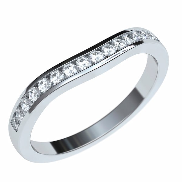 Argolla en oro 18k con 17 Diamantes Eternity Joyería - Anillos de compromiso y argollas de matrimonio en oro
